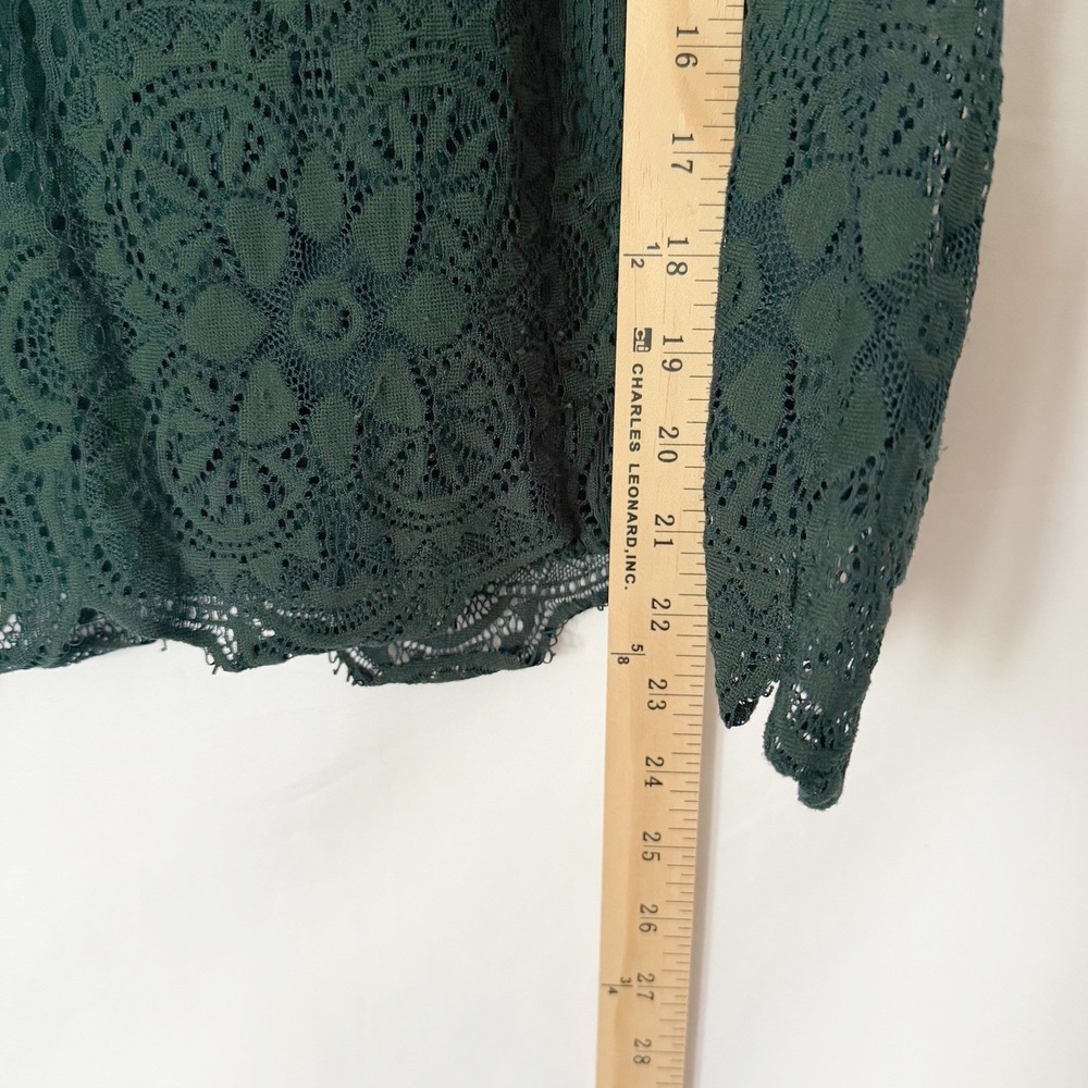 Three Pink Hearts Lace Lined Women's Medium Green Tank Boho Feminine Office - Picture 6 of 9